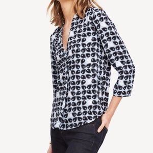 Ann Taylor Leaf Pattern Motif Work Blouse